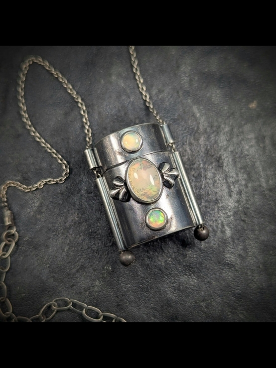 Jewelry - Sterling Silver Opal Pendant Necklace - Iridescent Opal Accent